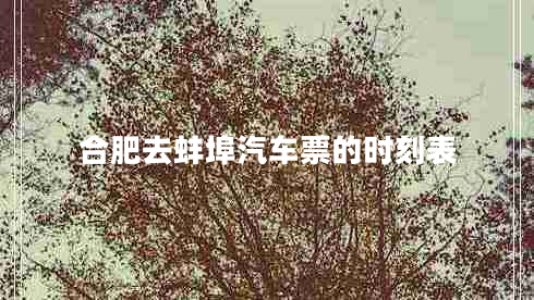 合肥去蚌埠汽車票的時(shí)刻表