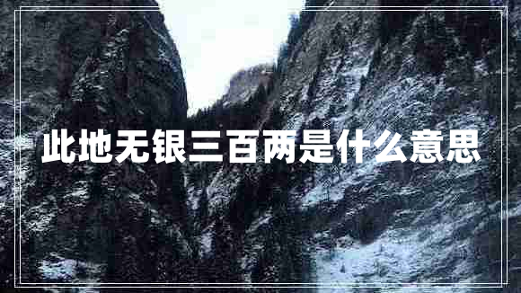 此地?zé)o銀三百兩是什么意思