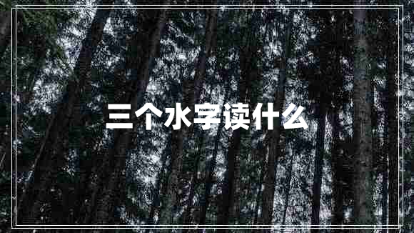三個水字讀什么