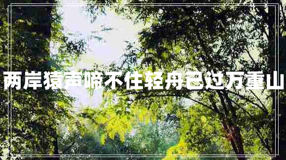 兩岸猿聲啼不住輕舟已過萬重山