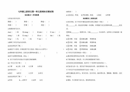 基礎(chǔ)知識(shí)小卷七級(jí)