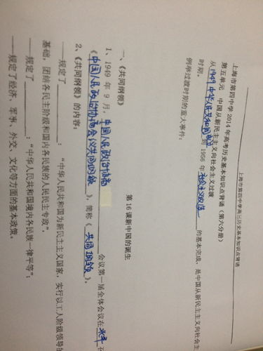 高中歷史基礎(chǔ)知識填空形式
