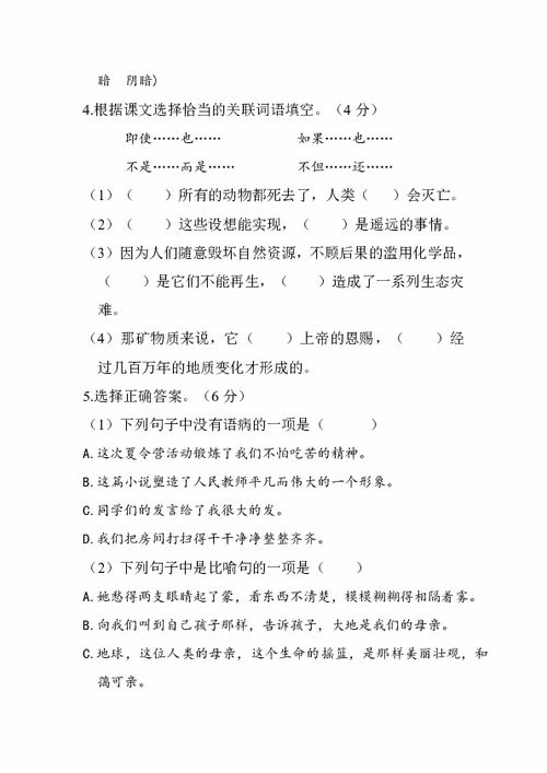 小學(xué)六級語文基礎(chǔ)知識試