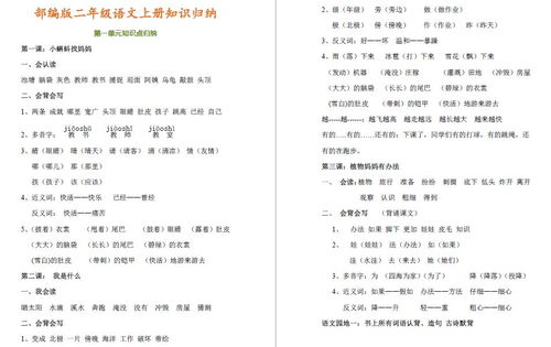 二級(jí)上學(xué)期語文基礎(chǔ)知識(shí)歸類
