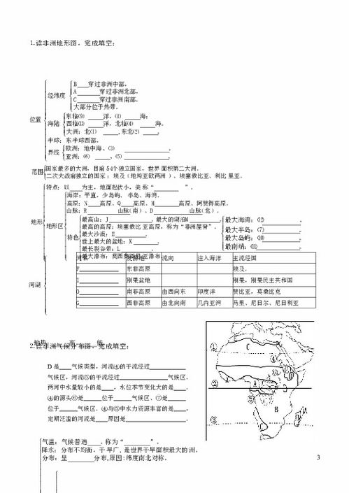 七地理下冊基礎(chǔ)知識填空題